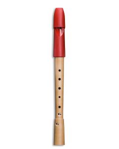 Mollenhauer Prima descant recorder in c. 1074 Red plastic headjoint wood body fixed footjoint baroque double holes