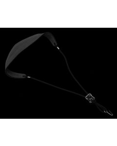 Sling / neck strap bassoon NK black leather with black slider and open metal hook cord style adjustment