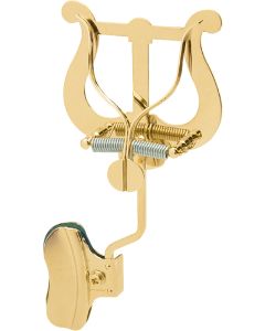 Lyre trombone by A&S large. Clamps to bell rim. Lyre has  2 levers to enable easy card change, brass
