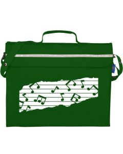Music case bag green - primo book bag with musical notes  ( mapac ) reflective strip and shoulder strap