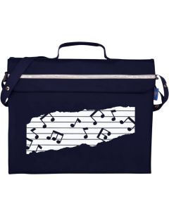 Music case bag navy -  primo book bag with musical notes  ( mapac ) reflective strip and shoulder strap