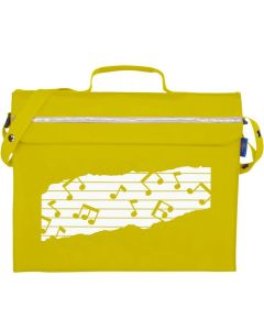 Music case bag yellow -  primo book bag with musical notes  ( mapac ) reflective strip and shoulder strap