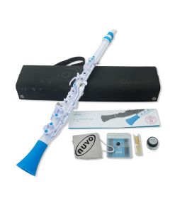 Clarinet in c nuvo clarineo white and blue, plastic throughout, outfit inc case