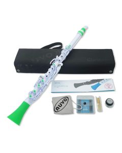 Clarinet in c nuvo clarineo white and green, plastic throughout, outfit inc case