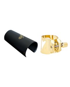 Lig & cap alto sax Vandoren optimum gold finish metal ligature with plastic cap to fit ebonite / plastic mouthpiece