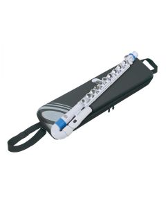 Flute nuvo jflute curved head white and blue, plastic throughout, lowest note low d, includes case with strap