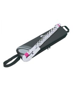 Flute nuvo jflute curved head white and pink, plastic throughout, lowest note low d, includes case with strap