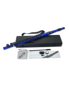 Flute nuvo student plastic flute metallic blue with black key work outfit inc case