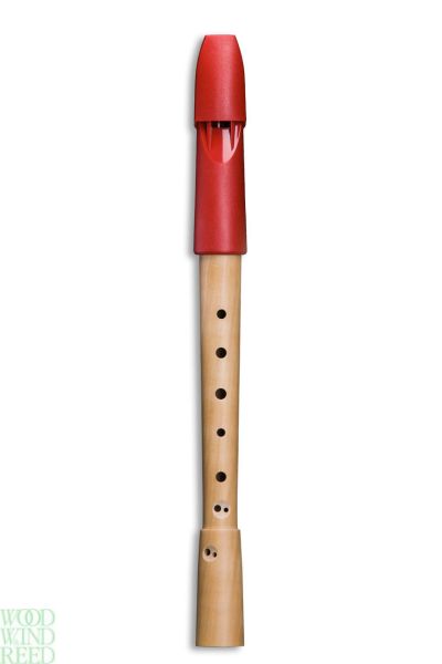Mollenhauer Prima descant recorder in c. 1074 Red plastic headjoint wood body fixed footjoint baroque double holes