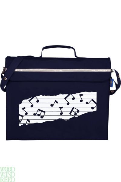 Music case bag navy -  primo book bag with musical notes  ( mapac ) reflective strip and shoulder strap