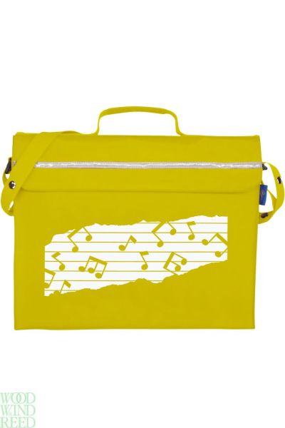 Music case bag yellow -  primo book bag with musical notes  ( mapac ) reflective strip and shoulder strap