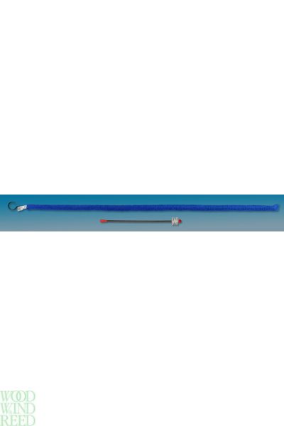 Cleaning rod trombone - slide-o-mix metal rod with blue cloth and screw on flexible brush for large bore