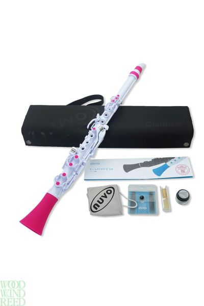 Clarinet in c nuvo clarineo white and pink, plastic throughout, outfit inc case