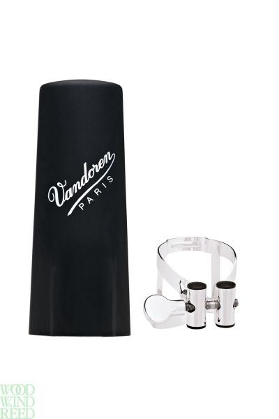 Lig & cap Bb clarinet Vandoren m/o ligature silver plate with plastic cap fits most m/pcs
