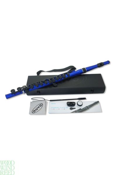Flute nuvo student plastic flute metallic blue with black key work outfit inc case